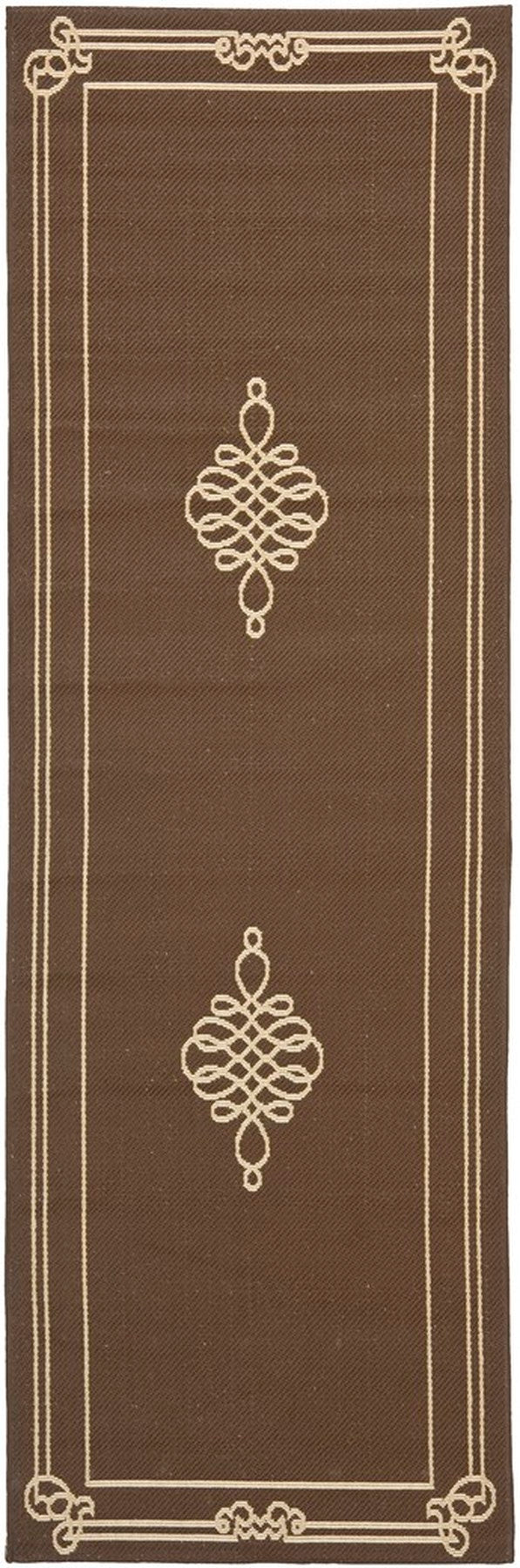 Safavieh Courtyard Power Loomed Latex Backing Rugs In Chocolate / Cream