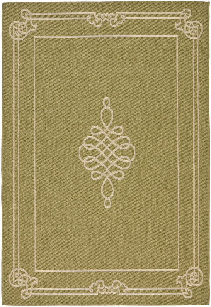 Safavieh Courtyard Power Loomed Latex Backing Rugs In Green / Creme