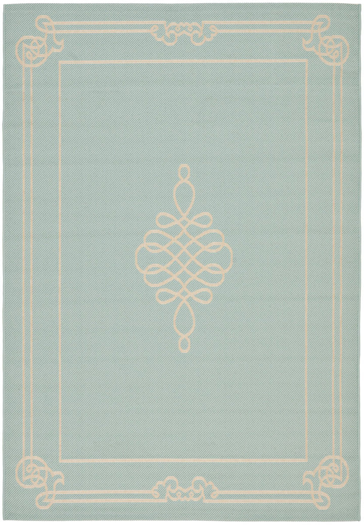 Safavieh Courtyard Power Loomed Latex Backing Rugs In Aqua / Cream