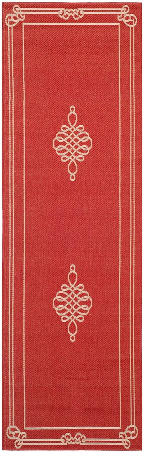 Safavieh Courtyard Power Loomed Latex Backing Rugs In Red / Creme