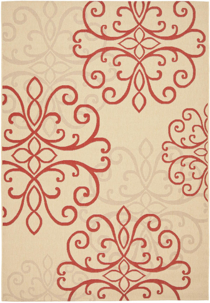 Safavieh Courtyard Power Loomed Latex Backing Rugs In Creme / Red
