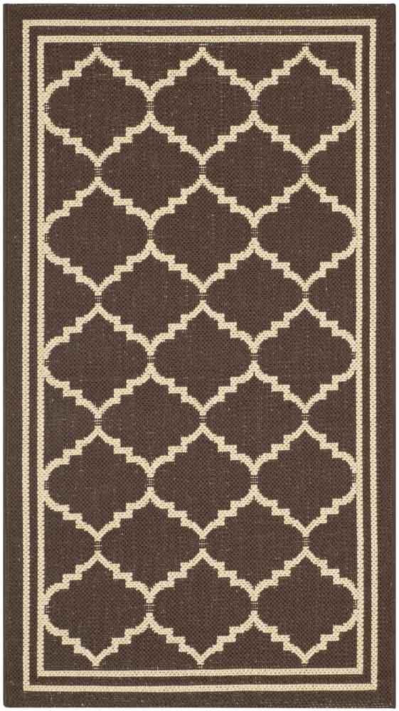 Safavieh Courtyard Power Loomed Latex Backing Rugs In Chocolate / Cream