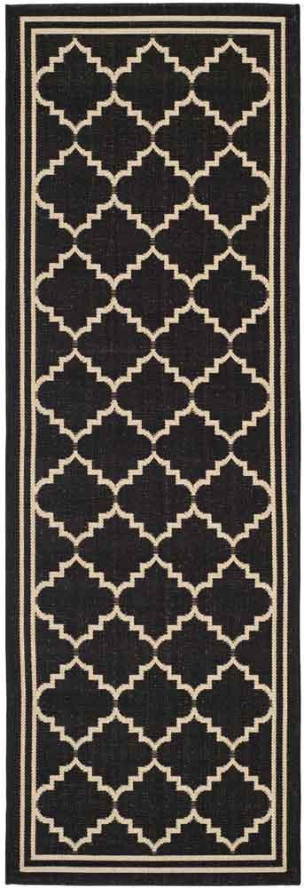 Safavieh Courtyard Power Loomed Latex Backing Rugs In Black / Creme