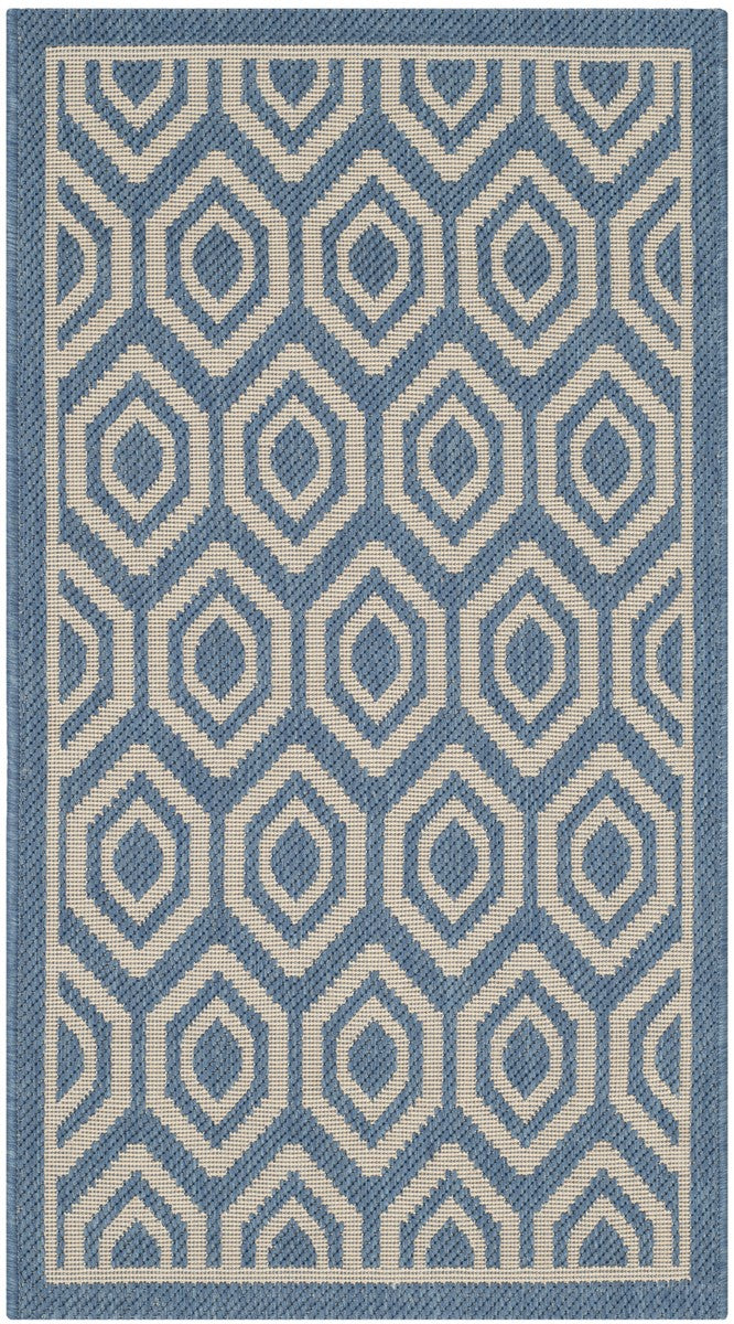 Safavieh Courtyard Power Loomed Latex Backing Rugs In Blue / Beige