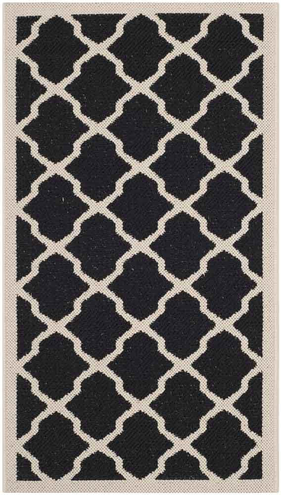 Safavieh Courtyard Power Loomed Latex Backing Rugs In Black / Beige