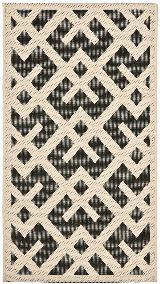 Safavieh Courtyard Power Loomed Latex Backing Rugs In Black / Beige