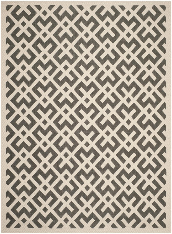 Safavieh Courtyard Power Loomed Latex Backing Rugs In Beige / Black