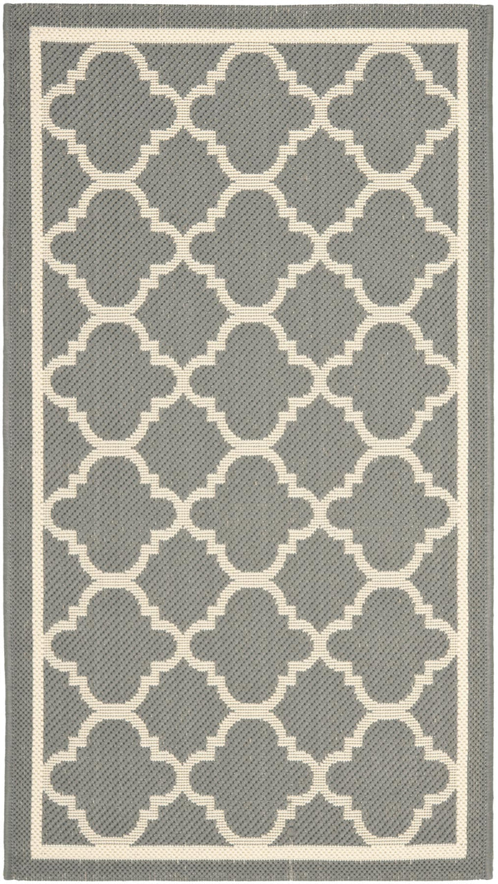 Safavieh Courtyard Power Loomed Latex Backing Rugs In Anthracite / Beige