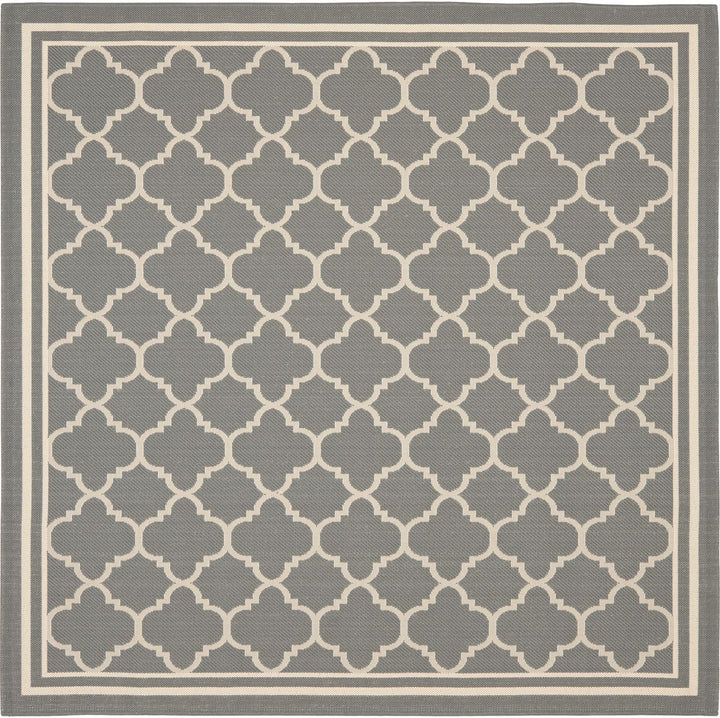 Safavieh Courtyard Power Loomed Latex Backing Rugs In Anthracite / Bone