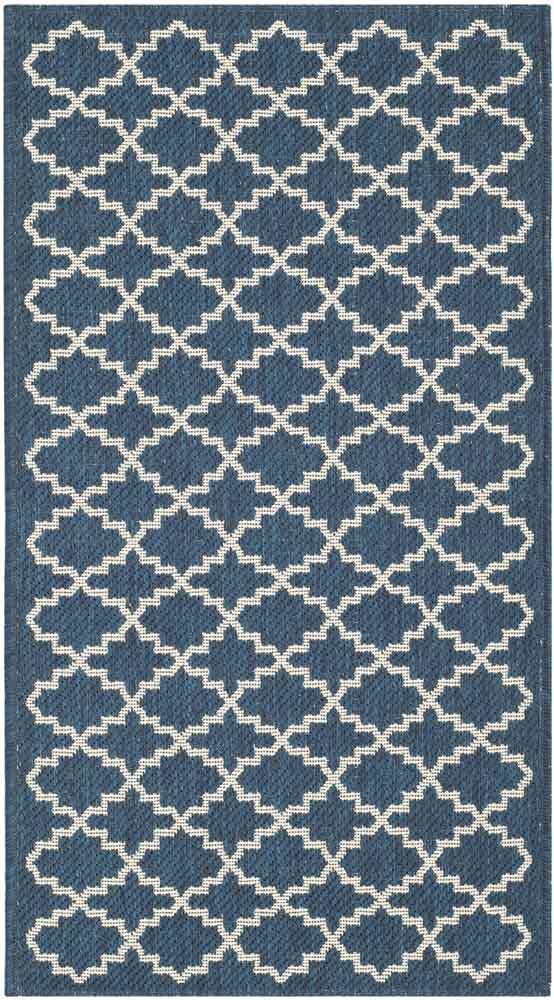 Safavieh Courtyard Power Loomed Latex Backing Rugs In Navy / Beige