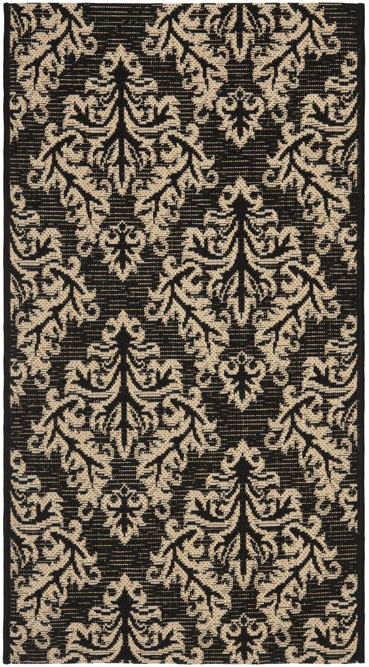 Safavieh Courtyard Power Loomed Latex Backing Rugs In Black / Creme