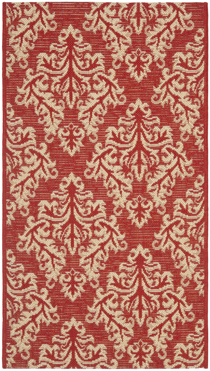 Safavieh Courtyard Power Loomed Latex Backing Rugs In Red / Creme