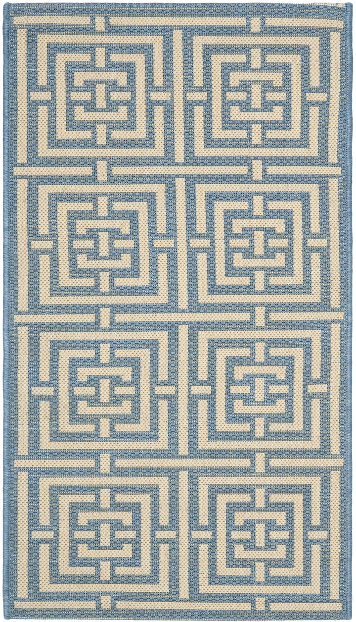 Safavieh Courtyard Power Loomed Latex Backing Rugs In Blue / Bone