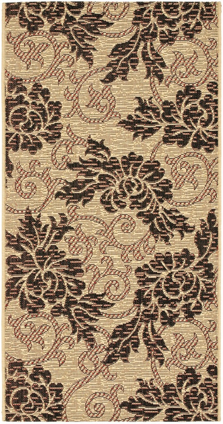 Safavieh Courtyard Power Loomed Latex Backing Rugs In Creme / Black