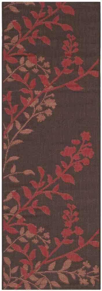 Safavieh Courtyard Power Loomed Latex Backing Rugs In Chocolate / Red