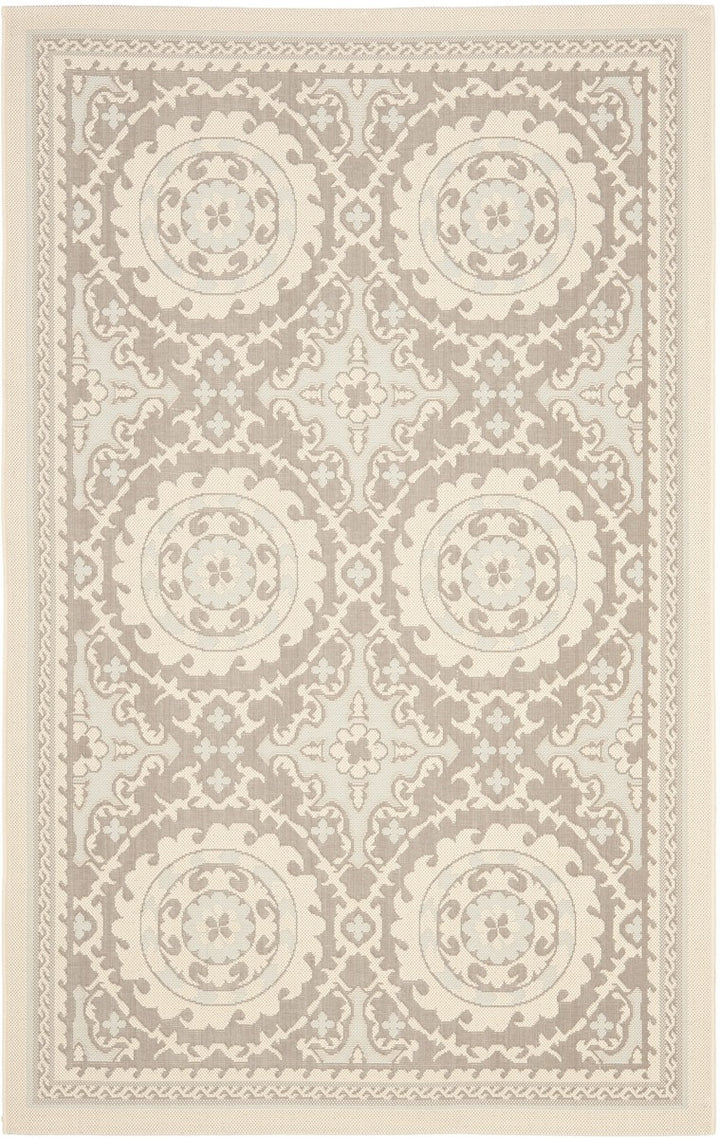 Safavieh Courtyard Power Loomed Latex Backing Rugs In Beige / Dark Beig