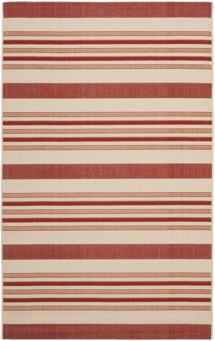 Safavieh Courtyard Power Loomed Latex Backing Rugs In Beige / Red