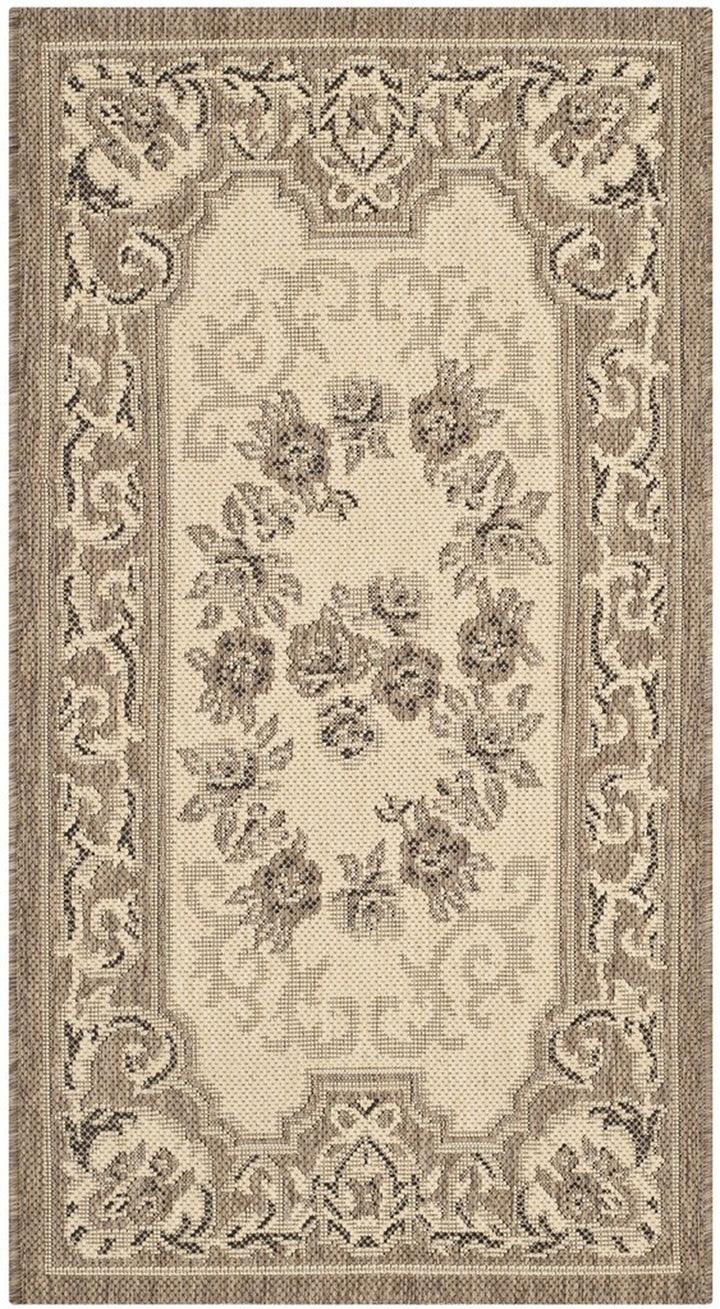 Safavieh Courtyard Power Loomed Latex Backing Rugs In Creme / Brown