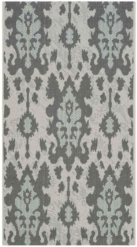 Safavieh Courtyard Power Loomed Latex Backing Rugs In Ltgy Anthracite / Aqua Weft