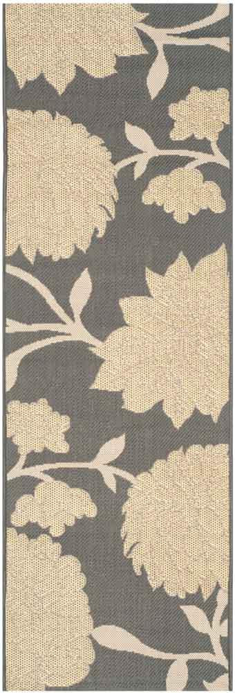 Safavieh Courtyard Power Loomed Latex Backing Rugs In Anthracite / Beige