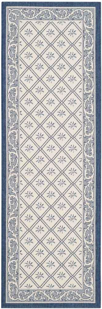 Safavieh Courtyard Power Loomed Latex Backing Rugs In Beige / Navy