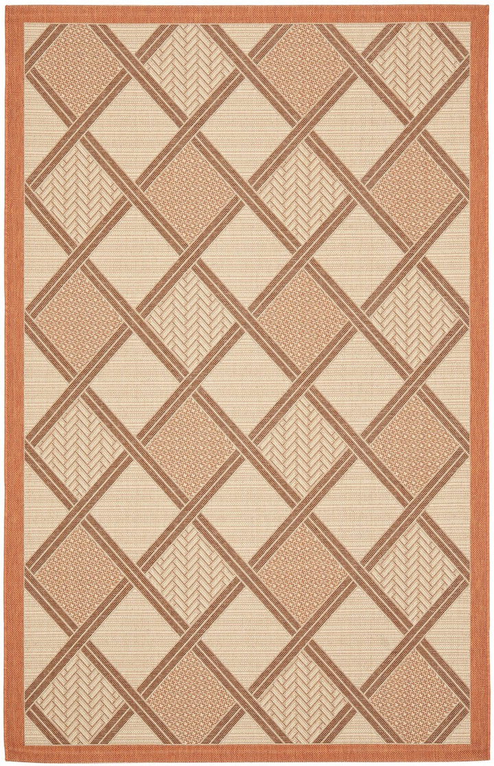 Safavieh Courtyard Power Loomed Latex Backing Rugs In Cream / Terracotta