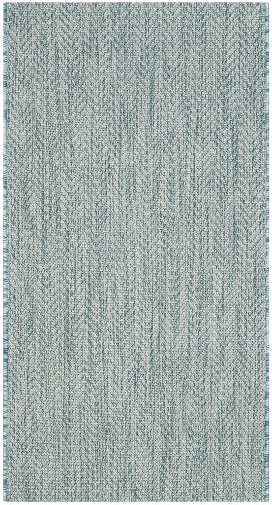 Safavieh Courtyard Power Loomed Latex Backing Rugs In Aqua / Grey