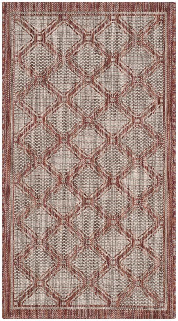 Safavieh Courtyard Power Loomed Latex Backing Rugs In Red / Beige