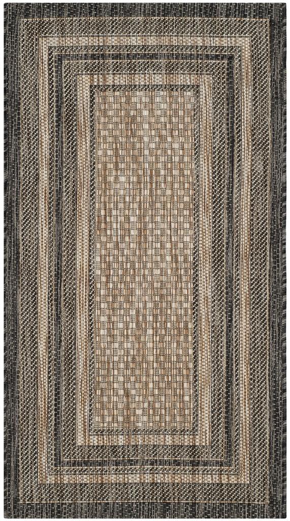 Safavieh Courtyard Power Loomed Latex Backing Rugs In Natural / Black