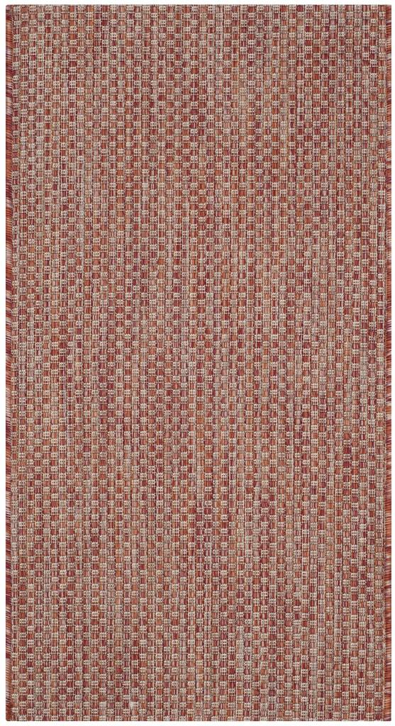 Safavieh Courtyard Power Loomed Latex Backing Rugs In Red / Beige