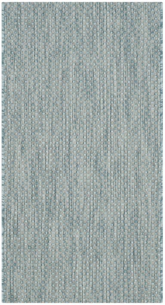 Safavieh Courtyard Power Loomed Latex Backing Rugs In Aqua / Grey