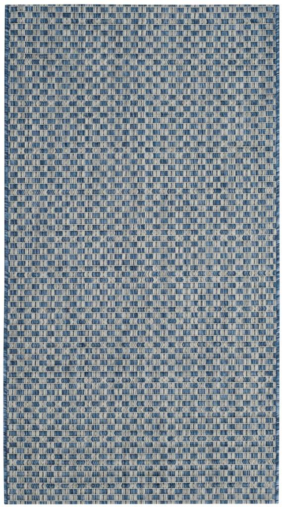 Safavieh Courtyard Power Loomed Latex Backing Rugs In Blue / Light Grey