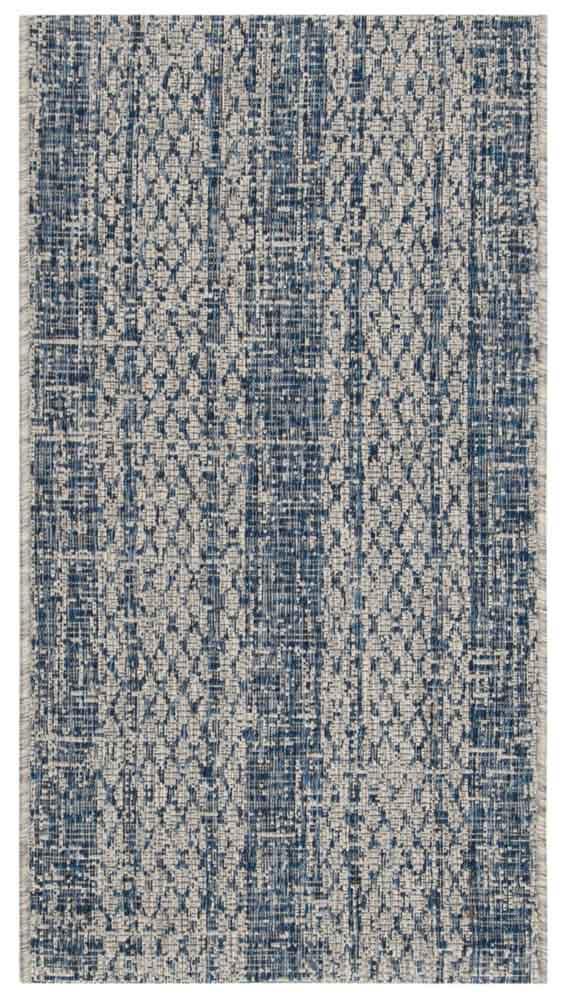 Safavieh Courtyard Power Loomed Latex Backing Rugs In Light Grey / Blue