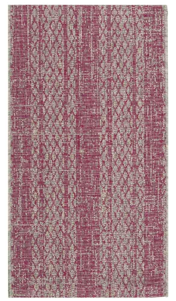 Safavieh Courtyard Power Loomed Latex Backing Rugs In Light Grey / Fuchsia