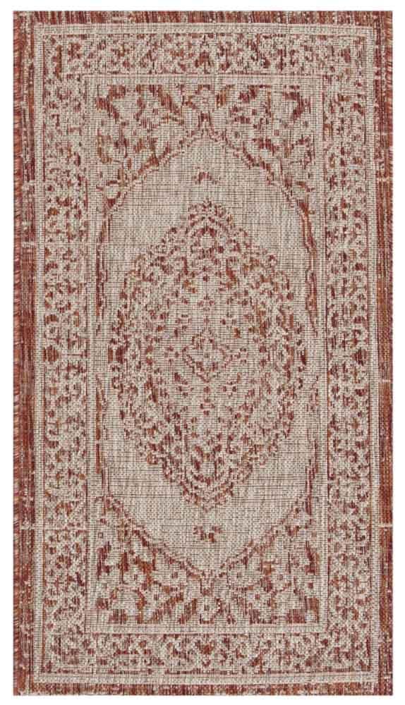 Safavieh Courtyard Power Loomed Latex Backing Rugs In Light Beige / Terracotta