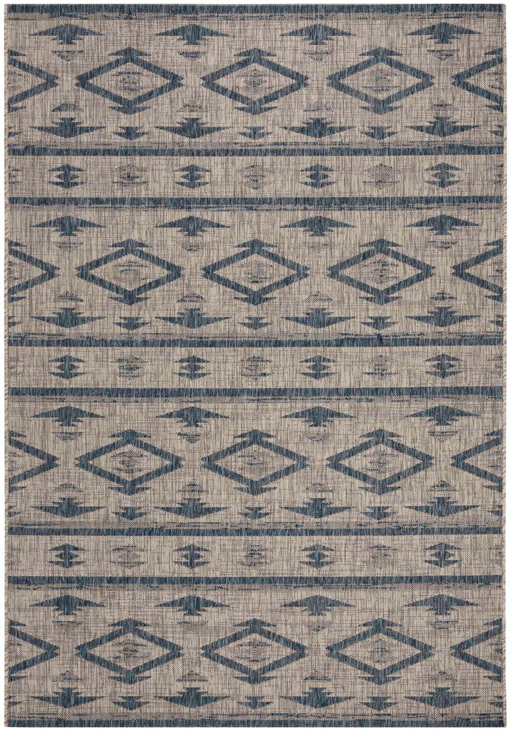 Safavieh Courtyard Power Loomed Latex Backing Rugs In Grey / Navy