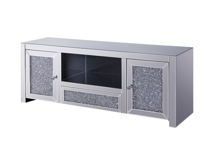 ACME Noralie TV Stand, Mirrored & Faux Diamonds