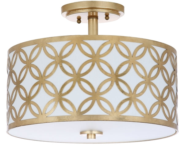 Safavieh Cecily Leaf Trellis 3 Light 15-Inch Dia Gold Flush Mount