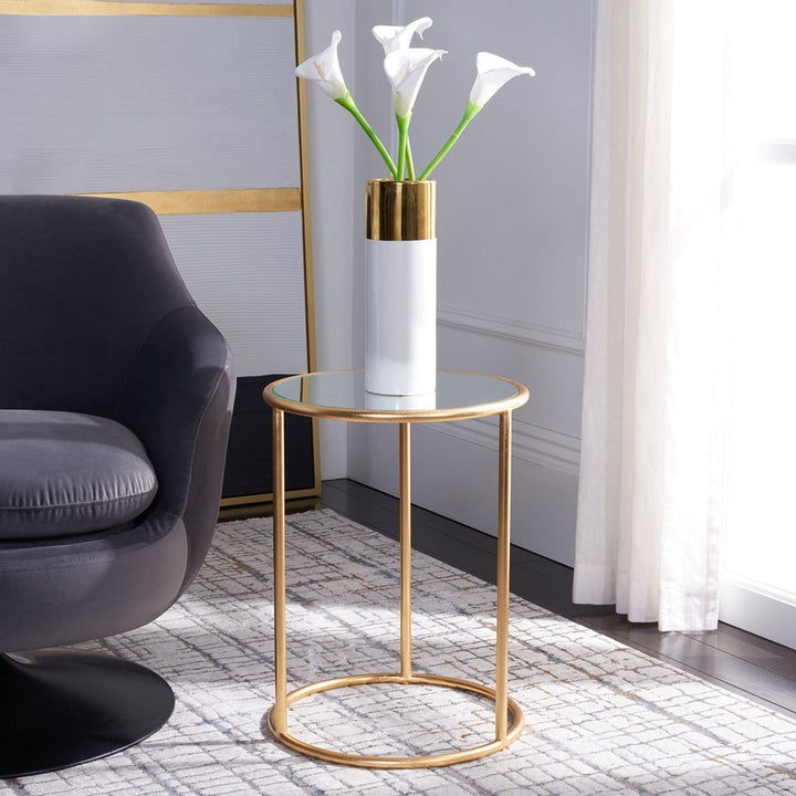 Safavieh Shay Glass Top Gold Leaf Accent Table
