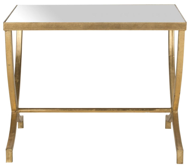 Safavieh Maureen Glass Top Gold Leaf Accent Table