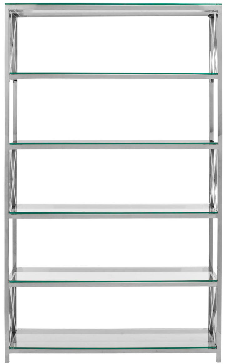 Safavieh Quinton Chrome Bookshelf With Glass Shelves
