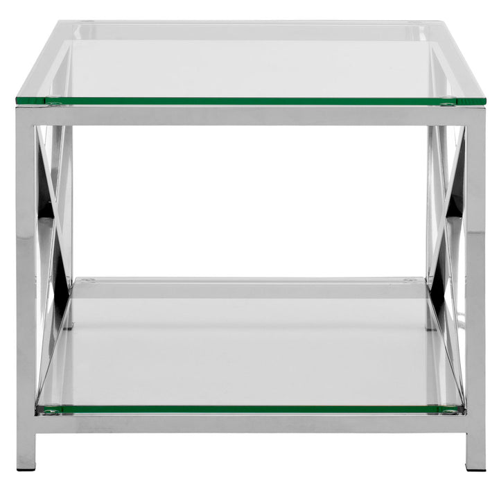 Safavieh Hayward Chrome End Table With Glass Top