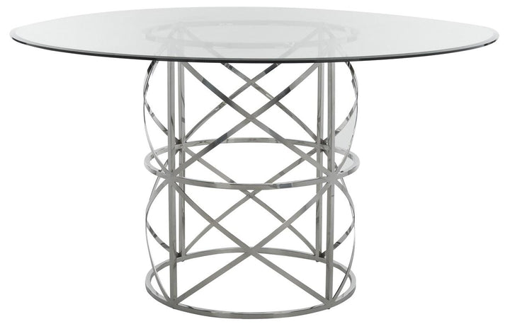 Safavieh Ren 54" Chrome Round Glass Top Dining Table
