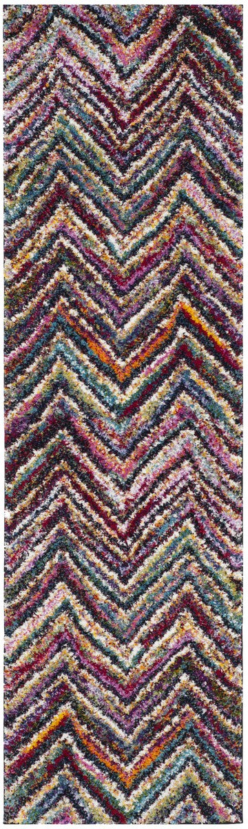 Safavieh Fiesta Shag Power Loomed Jute, Polyester, Cotton Backing Rugs In Multi