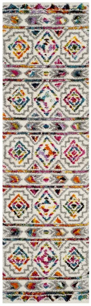 Safavieh Fiesta Shag Power Loomed Jute, Polyester, Cotton Backing Rugs In Cream / Multi