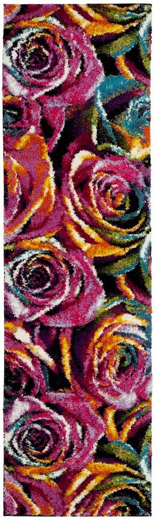 Safavieh Fiesta Shag Power Loomed Jute, Polyester, Cotton Backing Rugs In Fuchsia / Multi