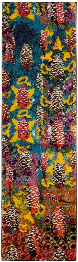Safavieh Fiesta Shag Power Loomed Jute, Polyester, Cotton Backing Rugs In Turquoise / Multi