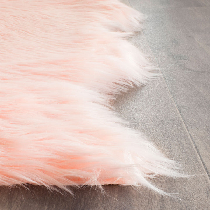 Safavieh Faux Sheep Skin Plush Power Loomed Rugs In Pink