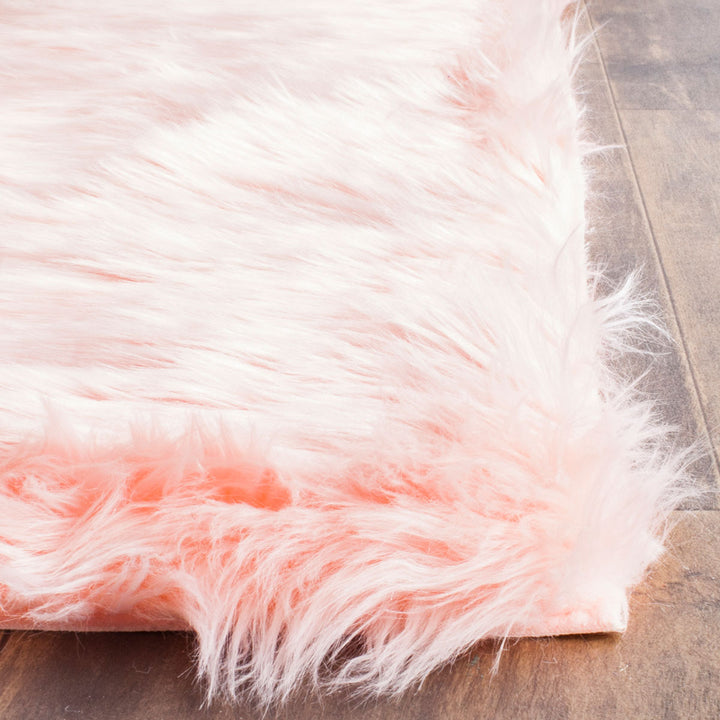 Safavieh Faux Sheep Skin Plush Power Loomed Rugs In Pink