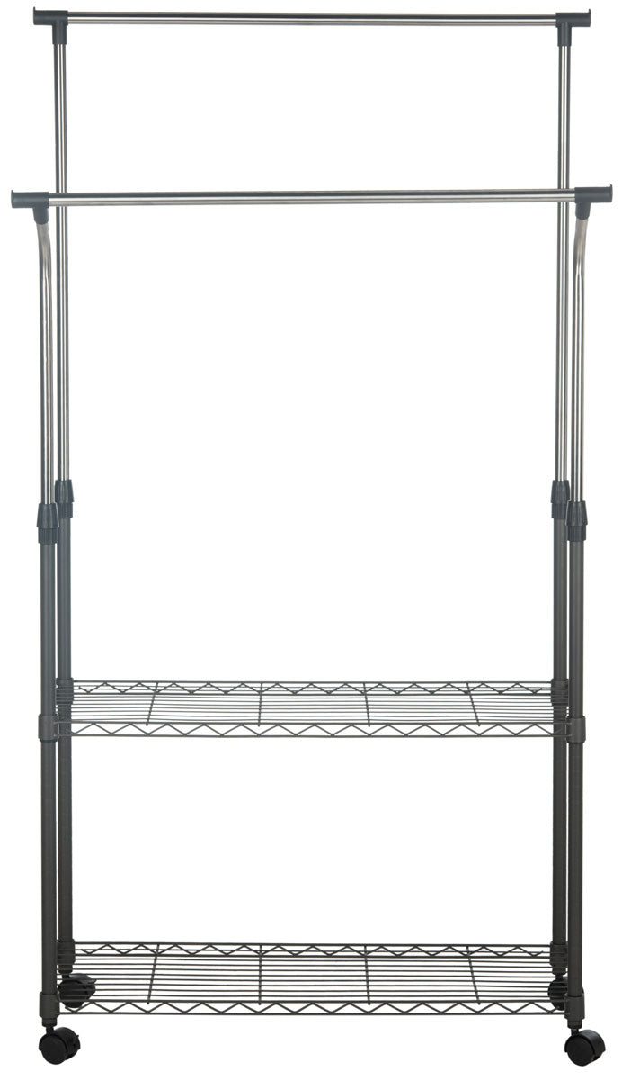 Safavieh Giorgio Chrome Wire Dble Rod Clothes Rack (35.4 In. W X 13.8 In. D X 66.9 In. H)